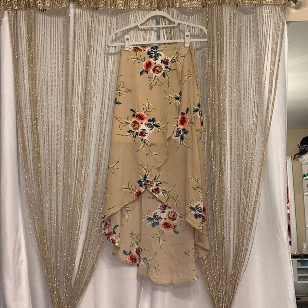 New: Boho maxi high waist high slit floral skirt